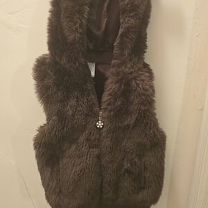 🧡 Gymboree Brown Faux Fur Vest Kids 5-6